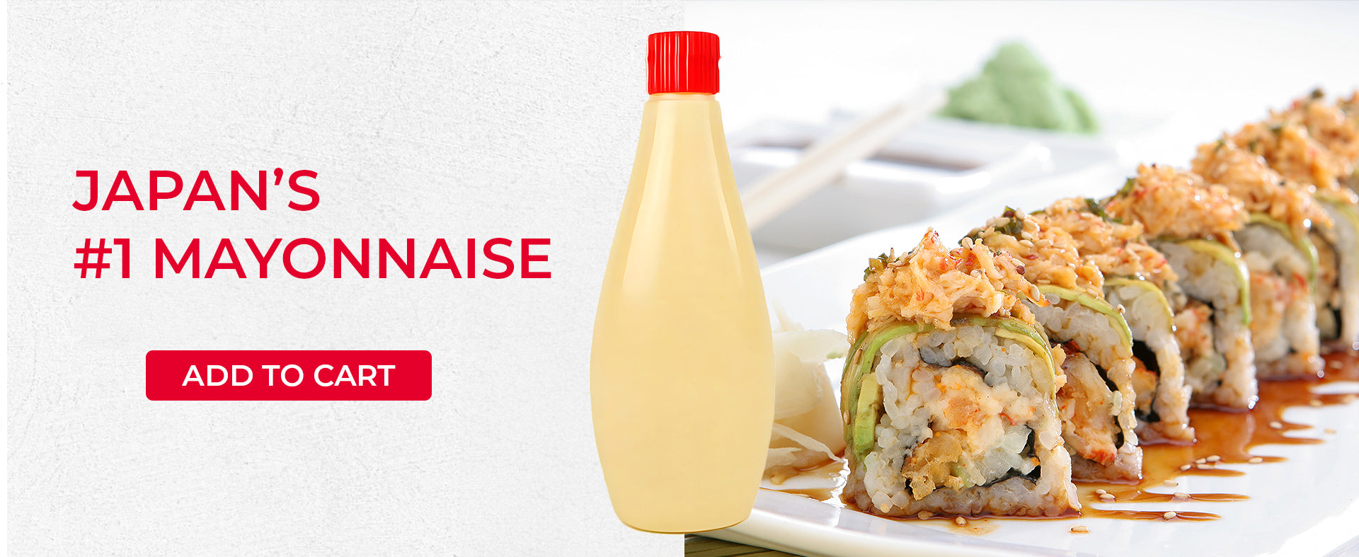 Kewpie iconic pear bottle with sushi