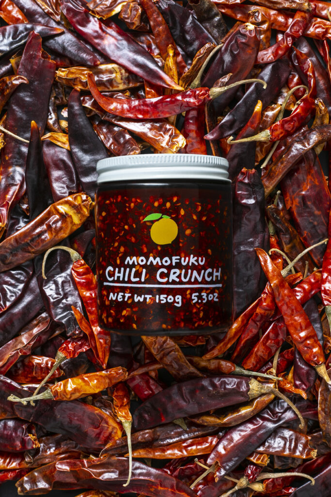 Momofuku Chili Crunch jar on dried chilies